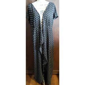 Superfoxx Black Polka Dot Wrap Maxi Dress Swim Coverup Size XL Tie Front